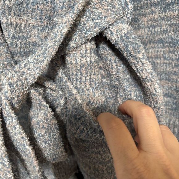 BAREFOOT DREAMS Cozy Chic Heather Pink Clay Gray Marled Tie Midi Robe NWT - Picture 7 of 13